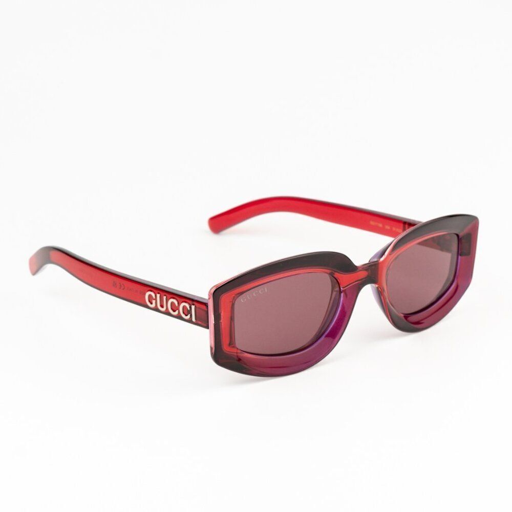 NEW Gucci GG1719S 004 Transparent Red Violet Women Square Sunglasses GG 1719S - Picture 4 of 12